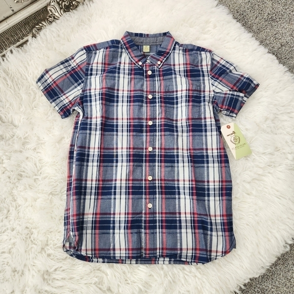 Class Club Boy's Short Sleeve Plad Button down shirt. Size 10/12. New. C1 - Picture 1 of 7